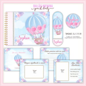 kit digital livro do bebe menina tema baloes