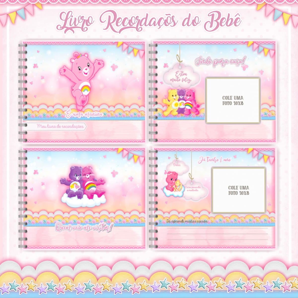 Kit Digital Livro do Bebê Ursinhos Carinhosos Editável 2 Kit Digital Livro do Bebê Ursinhos Carinhosos Editável - Imagem 2