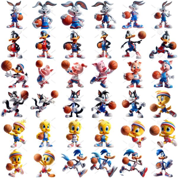 Kit Digital Looney Tunes Basquete Baby Png Ilustrações 3D