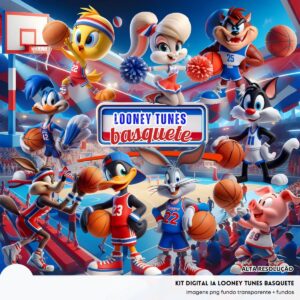 Kit Digital Looney Tunes Basquete Baby Png Ilustrações 3D