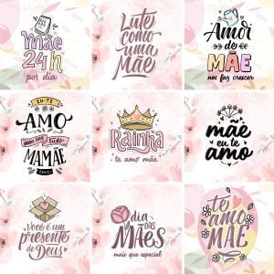 Kit Digital Mães Estampa Caneca Frases Lettering Capa Agenda