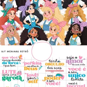 Kit Digital Meninas Retro Para Sublimacao E Scrapbooking 2