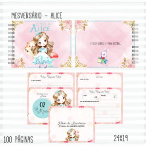 kit digital mesversario alice rosa para album de bebe