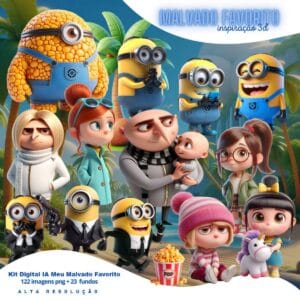 Kit Digital Meu Malvado Favorito Minions Baby Ilustracoes 3d 3