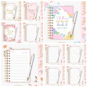 kit digital mini agenda a6 floral 2026 para personalizar