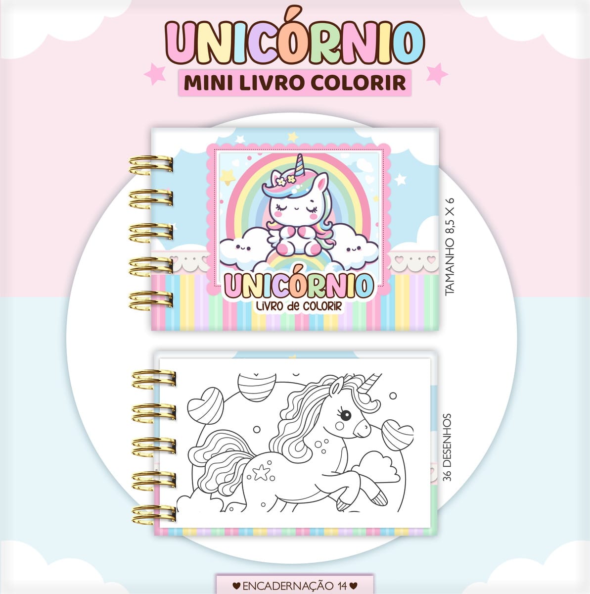 Kit Digital Mini Unicórnio para Colorir em PDF e PNG 1 Kit Digital Mini Unicórnio para Colorir em PDF e PNG