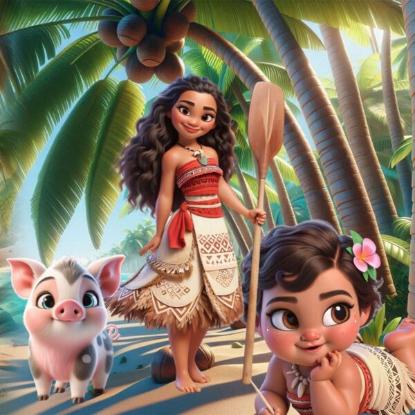 Kit Digital Moana 3D Baby Png Ilustrações Fofas