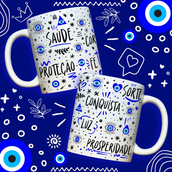 Kit Digital Motivacional Estampas Caneca Fé Força Gratidão