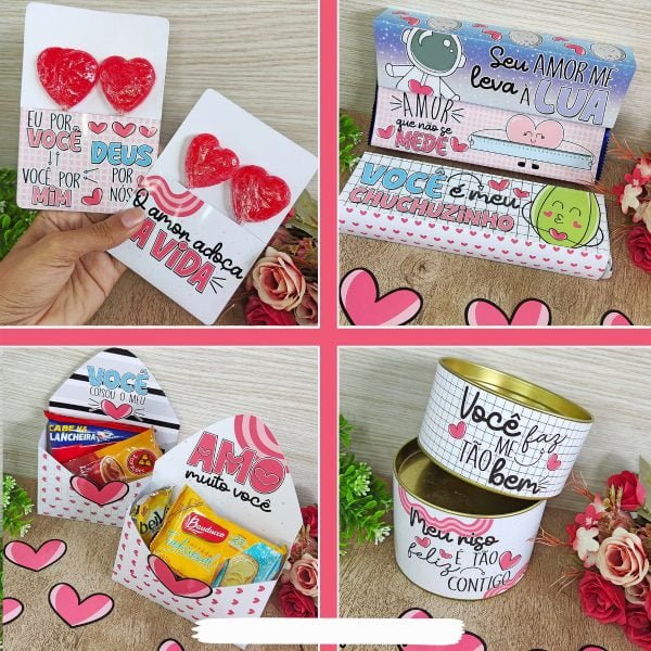 Kit Digital Namorados Artes Sacolinhas Tags Cards Caixinhas