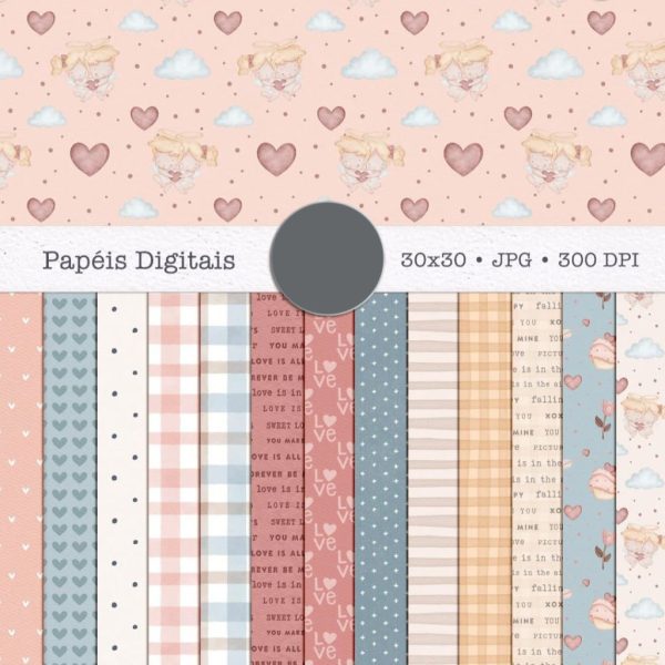 Kit Digital Namorados Cupidos Anjinhos Ilustrações E Frases