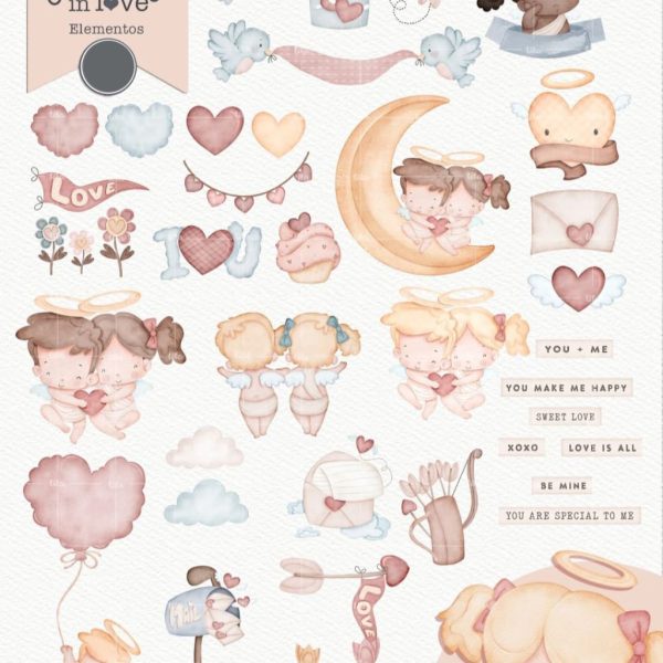 Kit Digital Namorados Cupidos Anjinhos Ilustrações E Frases