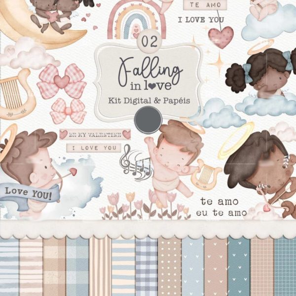 Kit Digital Namorados Cupidos Anjinhos Ilustrações E Frases
