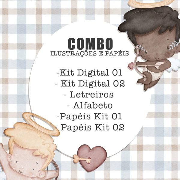 Kit Digital Namorados Cupidos Anjinhos Ilustrações E Frases