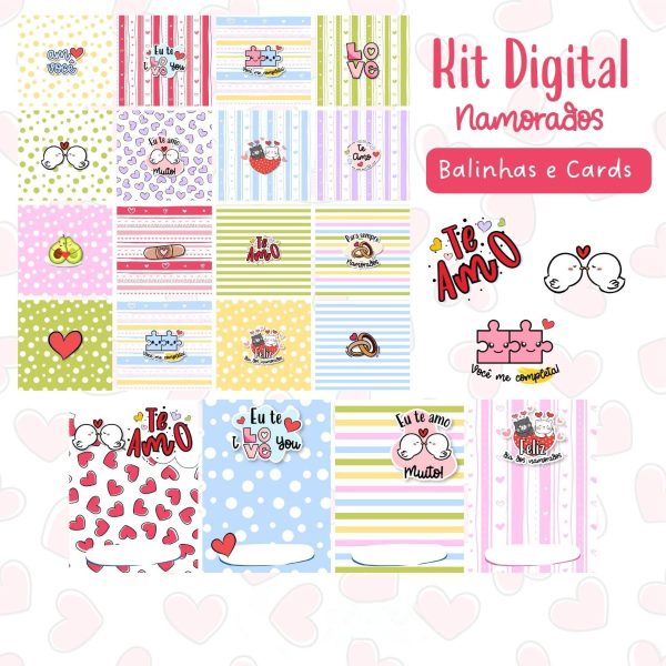 Kit Digital Namorados Frases E Ilustrações P/ Personalizados