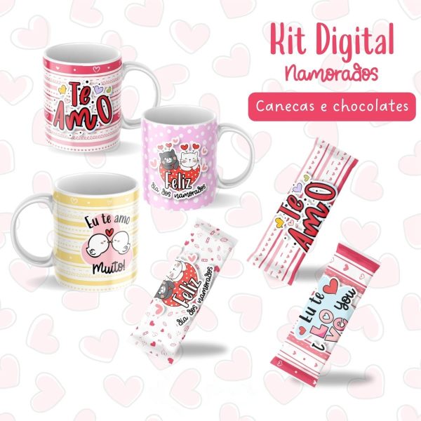 Kit Digital Namorados Frases E Ilustrações P/ Personalizados