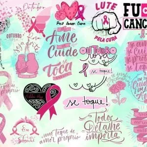 Kit Digital Outubro Rosa Frases Prevenção Cuidado Png