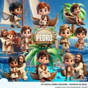Kit Digital Pedro Pescador Discípulo de Jesus Mascotinho 3D 10 Kit Digital Pedro Pescador Discipulo De Jesus Mascotinho 3d 3