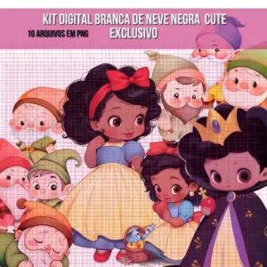 Kit Digital Princesas Negras para Sublimacao e Scrapbooking