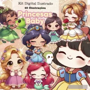 Kit Digital Princesas para Papelaria Personalizada Baby