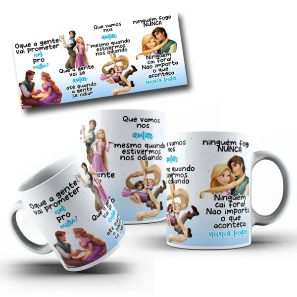 Kit Digital Rapunzel para Canecas - Tema Promessas de Amor