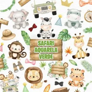 Kit Digital Safari em Aquarela Animais e Plantas em Png 14 Kit Digital Safari em Aquarela Animais e Plantas em Png
