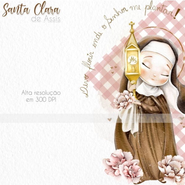 Kit Digital Santa Clara de Assis Ilustrações Católicas Fofas
