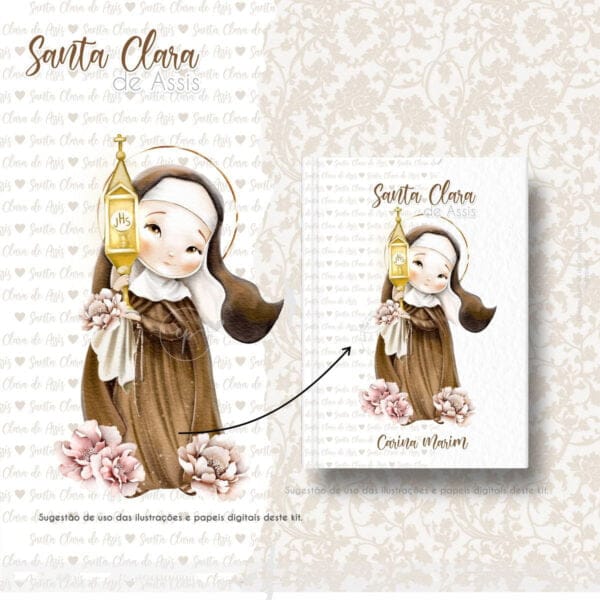 Kit Digital Santa Clara de Assis Ilustrações Católicas Fofas
