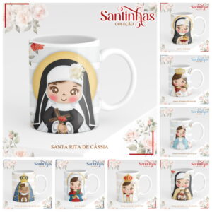 kit digital santas para caneca com 8 artes para sublimacao