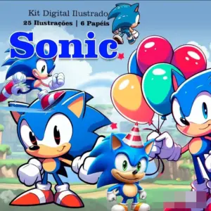Kit Digital Sonic PNG para Camisetas e Papelaria