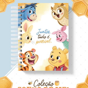 kit digital tema pooh para encadernacao de cadernos