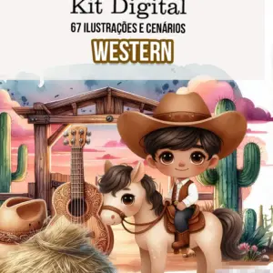 Kit Digital Tematico Faroeste para Cartonagem e Papelaria