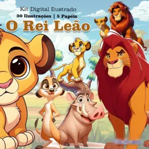 Kit Digital Tematico Rei Leao para Scrapbook e Cartonagem