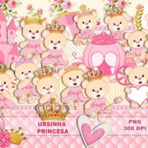 Kit Digital Ursinha Princesa Rosa Scrapbook Silhouette Png 6 Kit Digital Ursinha Princesa Rosa Scrapbook Silhouette Png