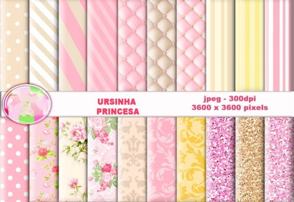 Kit Digital Ursinha Princesa Rosa Scrapbook Silhouette Png