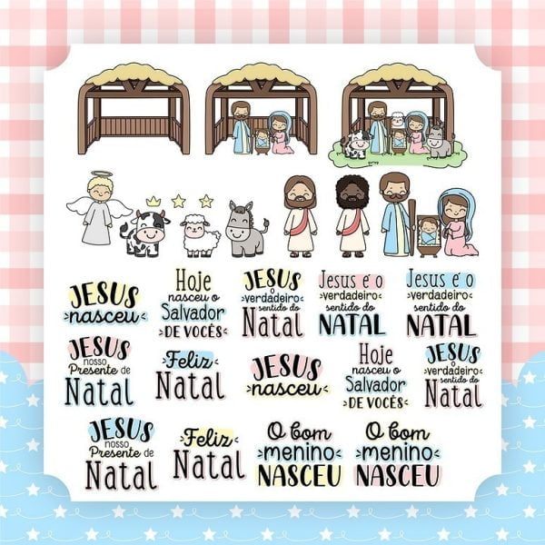 Kit Digital Verdedeiro Natal Fofo Cute Delicado Ilustrações