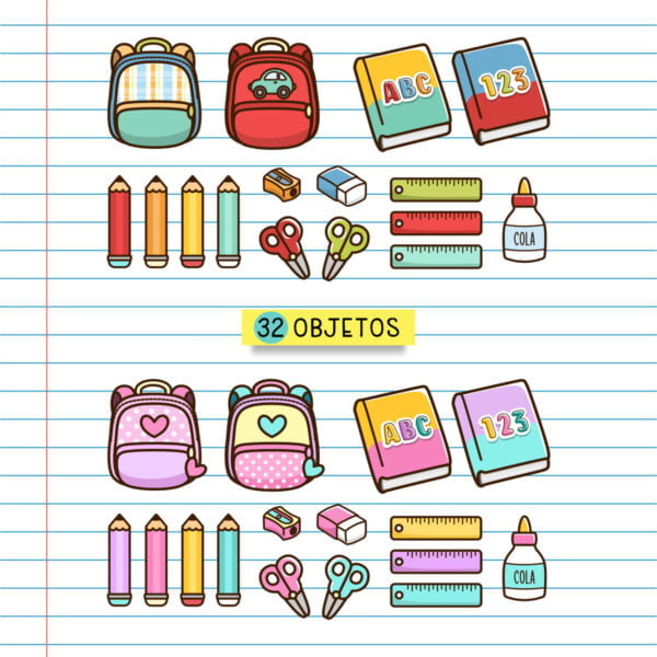 Kit Digital Volta Às Aulas Artes Ilustratas Menino e Menina