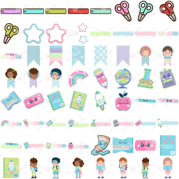 Kit Digital Volta As Aulas Escolar Clipartes Png + Brinde