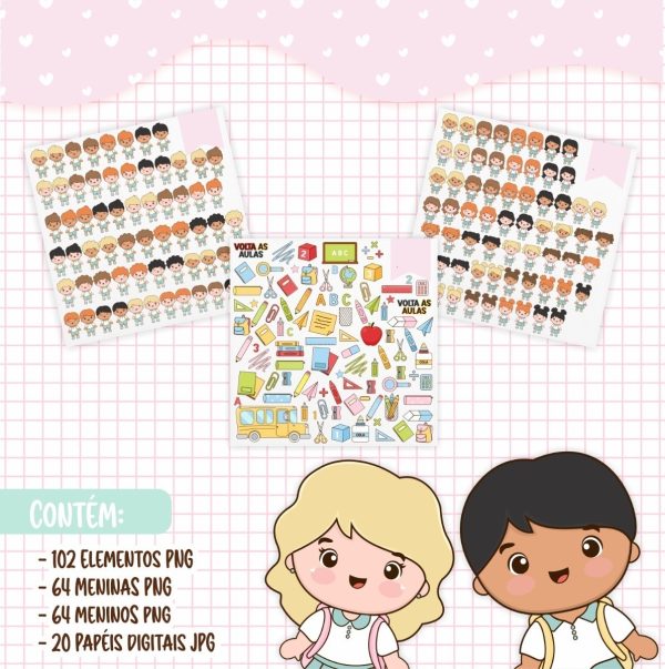 Kit Digital Volta As Aulas Mili Meninos Meninas Em Png