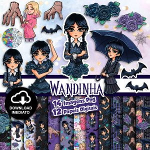 Kit Digital Wednesdey Addams Wandinha Gótica Ilustrações