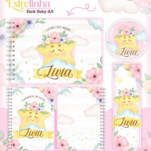 Kit Encadernação Baby Estrelinha Menina em PNG e PDF 65 kit encadernacao baby estrelinha menina arquivo digital