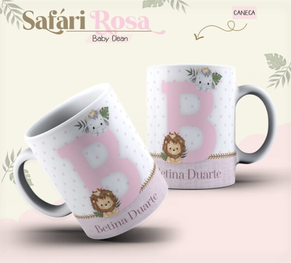 Kit Encadernação Baby Safari Rosa Inicial - Arquivo Digital