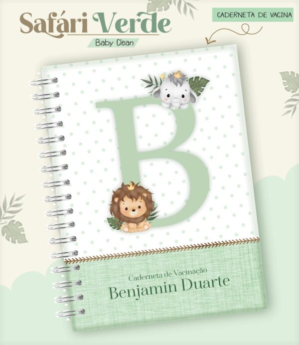Kit Encadernação Baby Safari Verde Inicial - Arquivo Digital