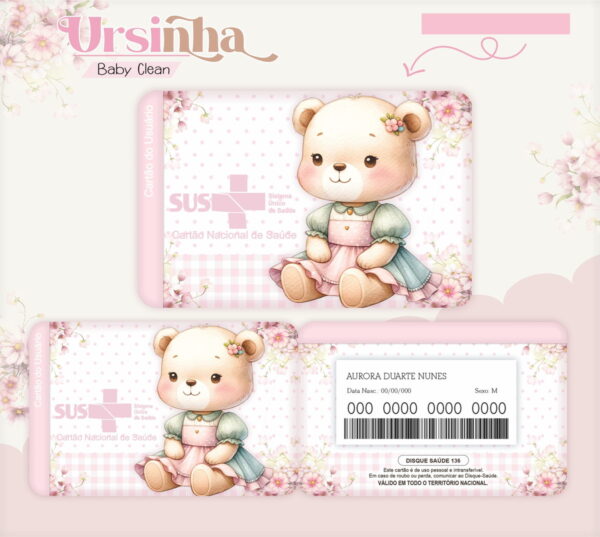Kit Encadernação Baby Ursinha Rosa Inicial - Arquivo Digital