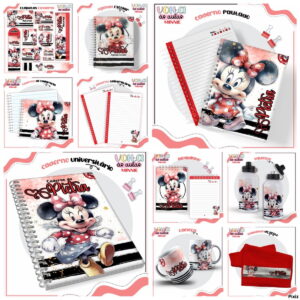 kit encadernacao escolar minnie vermelha em arquivo digital