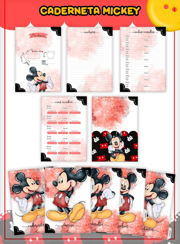 Kit Encadernação Infantil Mickey - Arquivo Digital