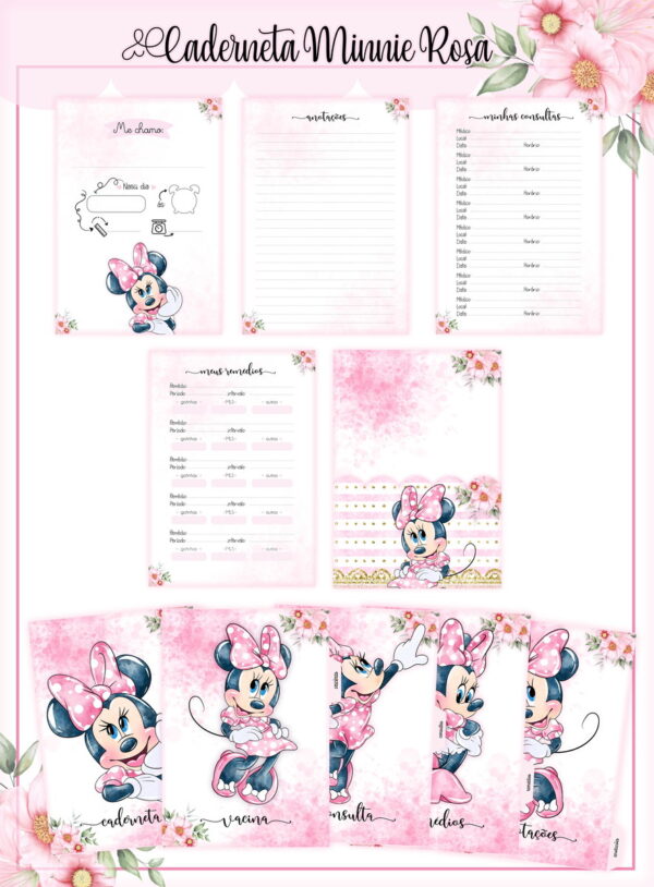 Kit Encadernação Infantil Minnie Rosa - Arquivo Digital