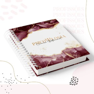 kit encadernacao psicologia feminino vinho rosa dourado