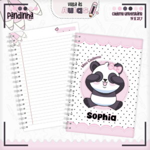 kit encadernacao tema pandinha com cadernos e sublimacao