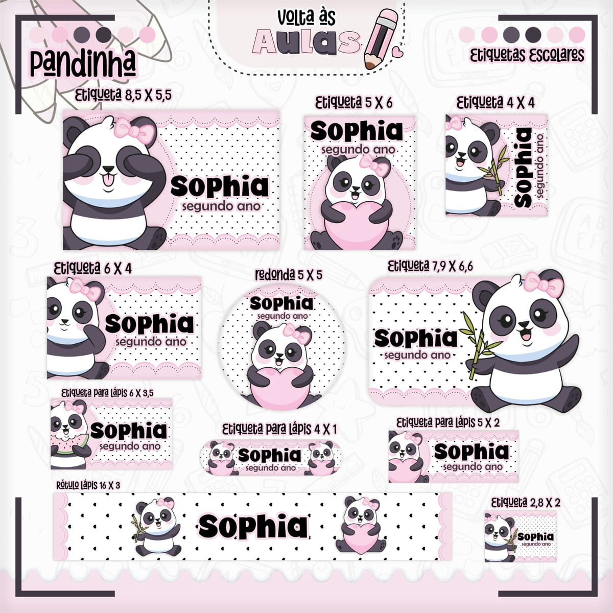 Kit Encadernação Tema Pandinha com Cadernos e Sublimação 5 Kit Encadernação Tema Pandinha com Cadernos e Sublimação - Imagem 5