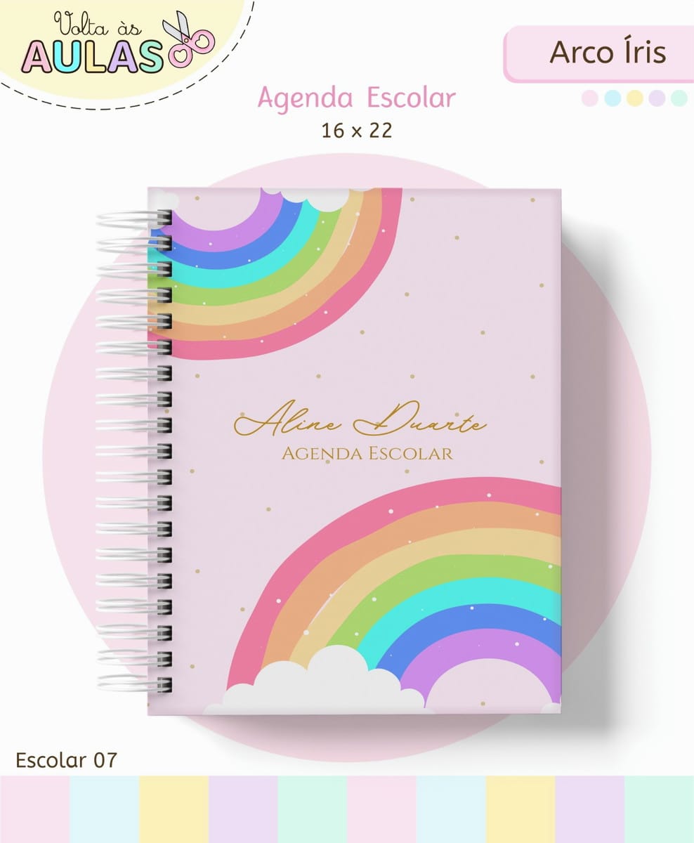 Kit Escolar Arco Iris Digital com Artes para Personalizar 1 Kit Escolar Arco Iris Digital com Artes para Personalizar